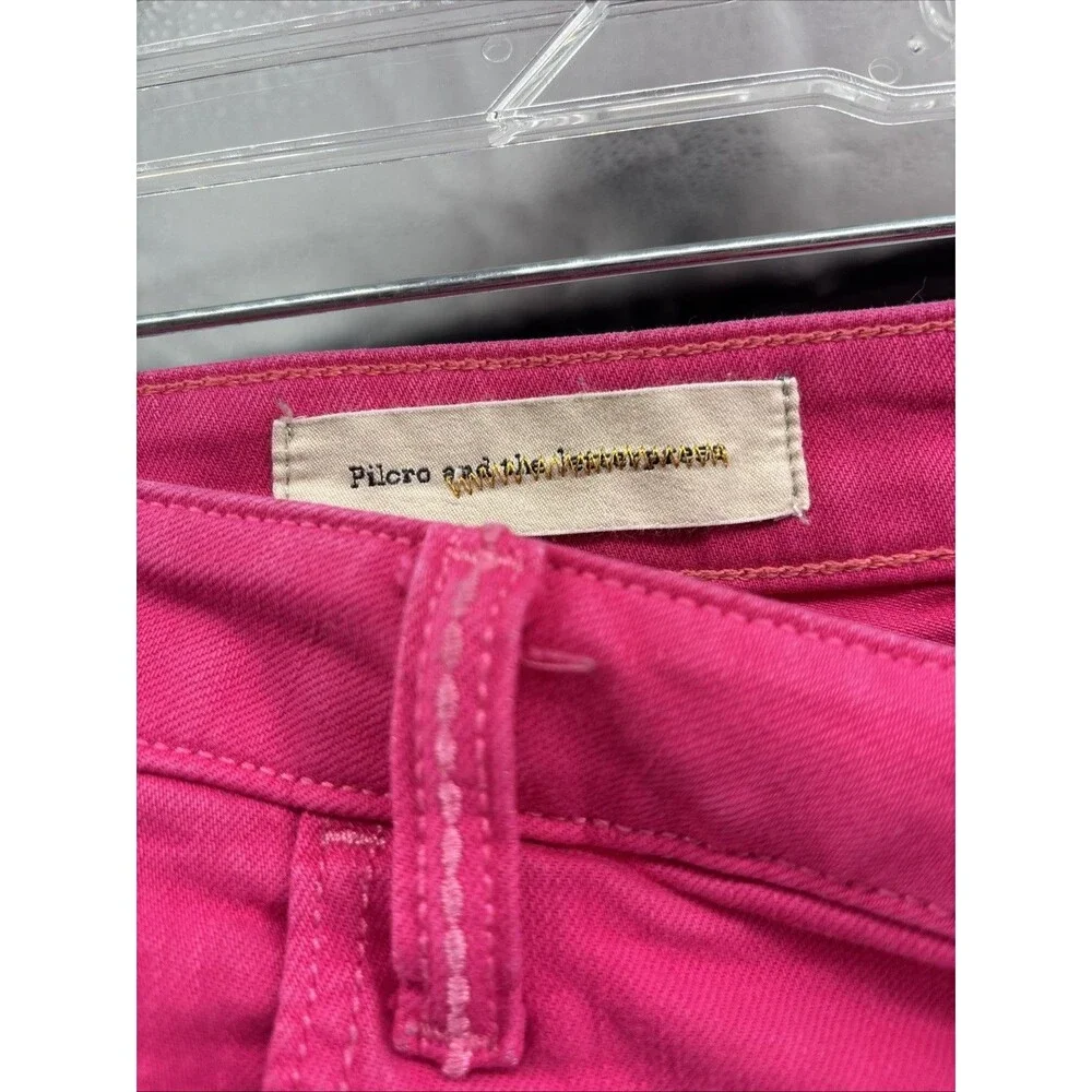 Pilcro and The Letterpress Anthropologie Women's Pink Stet Denim Shorts Size 31 - Picture 2 of 7